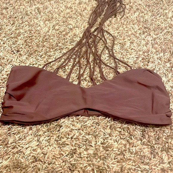 MIKOH Kahala Criss Cross Swim Top Dark Wine - Picture 2 of 4